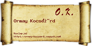 Ormay Kocsárd névjegykártya